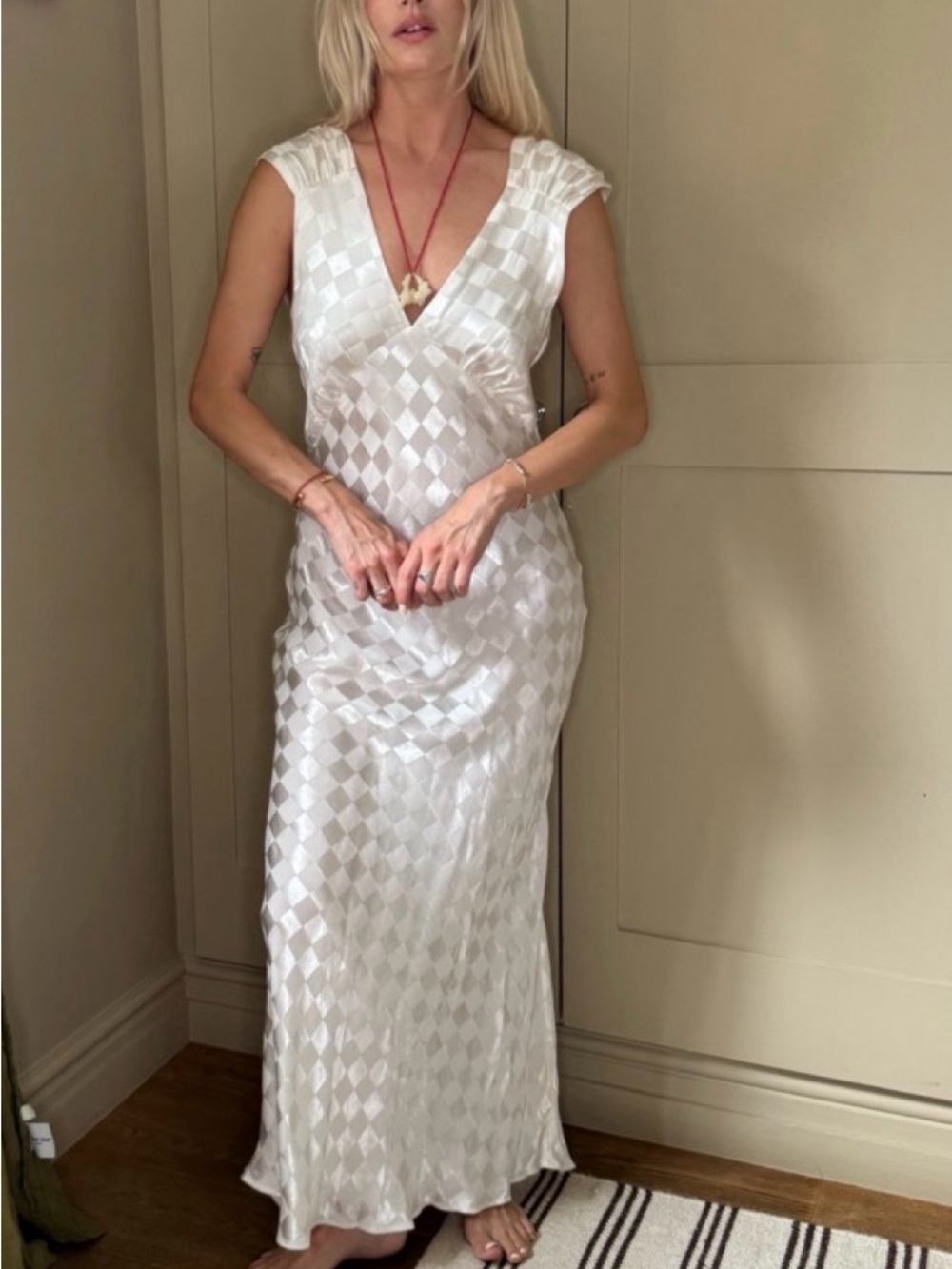 New Jen's Pirate Booty Wavecrest Maxi Hot white Check Jacquard size Xs